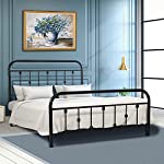 Metal Bed Frame Full Size with Vintage Headboard and Footboard, Noillats Sturdy Premium Steel Slat Support,Textured Black