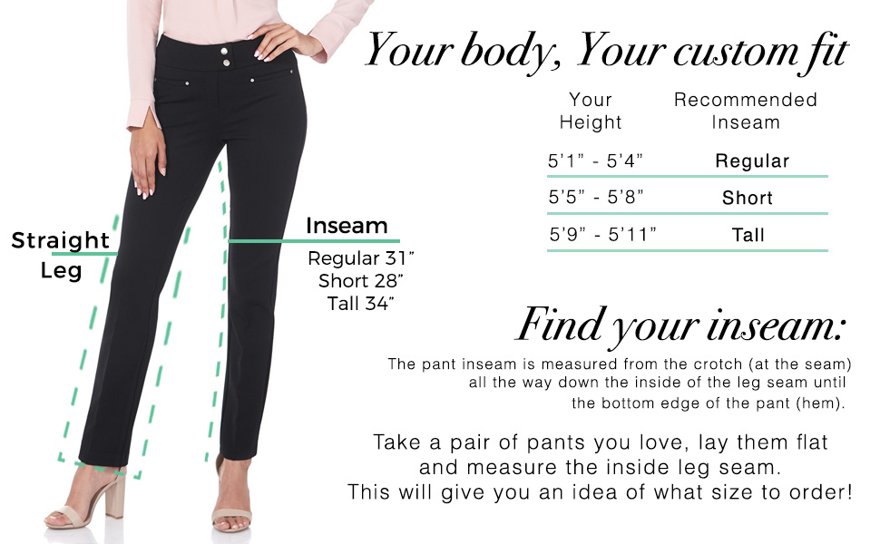 rekucci size chart for straight leg pant