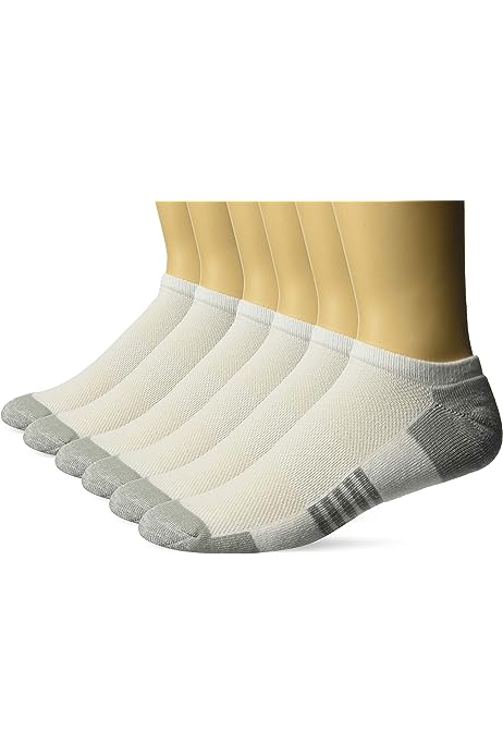 Men's Performance Cotton Cushioned Athletic No-Show Socks, 6 Pairs