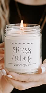 stress relief soy candle, aromatherapy candle, relaxing soy candle, non-toxic candle 