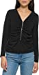 Calvin Klein Women's Everyday Matte Jersey Long Sleeve Ruched Zip Front Blouse