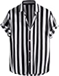 Romwe Men's Striped Short Sleeve Regular Fit Button Down Shirts