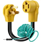 Flameweld Dryer Adapter 4 Prong to 3 Prong, Convert 4 Prong Dryer Plug to 3 Prong Wall Outlet, NEMA 10-30P Male Plug to 14-30R Receptacle with Safety Ground Wire, 30AMP 250V STW 10AWG 1.5FT