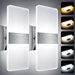 NIORSUN Modern Wall Sconces Set of 2, 12W Dimmable Wall Lights 5 CCT Hardwired LED Acrylic Wall Lamps for Bedroom Living Room Hallway Hotel Indoor-ETL Certified