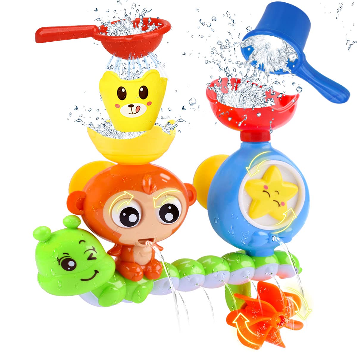 Bath Toys for Toddlers Kids Babies 1 2 3 Year Old Boys Girls Bathtub Toy with 2 Toy Cups Strong Suction Cups Ideas Color Box