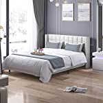 Mjkone King Platform Bed Frame with Headboard, Bed Frame King Size, Modern Bed Frame, Low Profile Bed Frame with Wood Slats, No Box Spring Needed, Easy Assembly