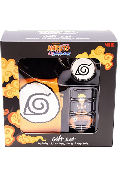 Naruto Shippuden 3pc Gift Set (Includes 1 Pair of Socks, 1 Keychain and 1 Mug)