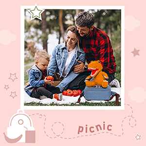 Family picnic with Naturally KIDS Dinosaur Backpack