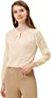 Allegra K Women's Work Tops Chiffon Shirt Semi Sheer Keyhole Neck Elegant Blouse