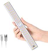 Wireless Under Cabinet Lights Motion Sensor Light Indoor, 80 LED Dimmable Closet Lights Rechargea...