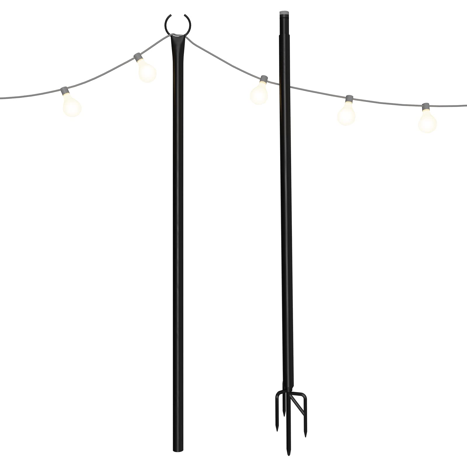 Holiday Styling String Light Pole for Outdoor String Lights - Christmas Light Pole with Hooks to Hang Up LED Lighting - Outside Patio Stand & Hanger for Garden, Backyard, Parties, Bistro & Weddings