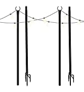 Holiday Styling String Light Pole - Outdoor Metal Poles with Hooks for Hanging String Lights - Ga...