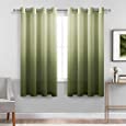 DWCN Faux Linen Ombre Sheer Curtains - Gradient Semi Voile Drapes Bedroom and Living Room Curtains, Set of 2 Grommet Top Window Curtain Panels, 52 x 63 Inch Length, Olive Green