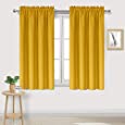 DWCN Yellow Room Darkening Blackout Curtains - Thermal Insulated Privacy Energy Saving Window Curtain Drapes 42 x 45 inch Length, Set of 2 Bedroom Living Room Curtains