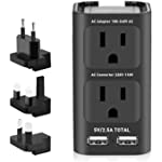 880W Voltage Converter 220 to 110 Power Converter ,Universal Travel Adapter and Converter Combo with 2.5A 2-Port USB Charging and EU/UK/AUS/US Worldwide Plug Adapter (Black)