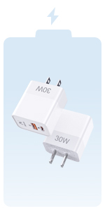 30W USB C Fast Charger  block  for iPhone 13/12/11/Pro Max,pixel 6 iPad mini,Galaxy S21/20,2 PACK