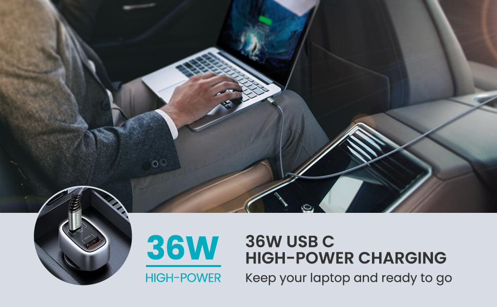 36W USB C High-Power Charging  Keep your laptop and ready to go