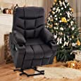Esright Electric Power Lift Chair Recliner Sofa for Elderly with Vibration Massage and Lumbar Heated, 2 Side Pockets and Cup Holders, USB Ports, Convenient Remote Control