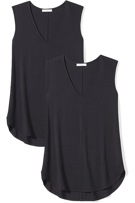 Women's Jersey Standard-Fit V-Neck Tank Top (Previously Daily Ritual), Pack of 2