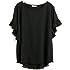 Umgee Women's Ruffle Sleeve Frayed Hem Top