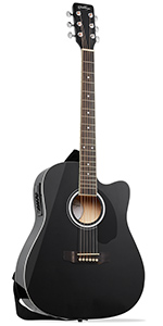 Black Cutaway Thinline Acoustic-Electric Guitar