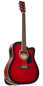 Red Dreadnought Cutaway Acoustic-Electric Guitar