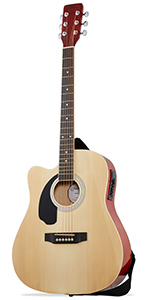 Natural Left Handed Dreadnought Cutaway Acoustic Electric Guitar