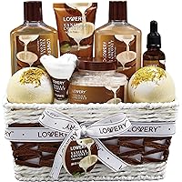 Bath and Body Gift Basket For Women and Men – 9 Piece Set of Vanilla Coconut Home Spa Set, Includes Fragrant Lotions, Extra L