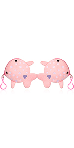 pink whale shark coin purse for kids