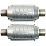 MAYASAF【2 PACK】2&quot; Inlet/Outlet Universal Catalytic Converter, with O2 Port &amp; Heat Shield (EPA Compliant)