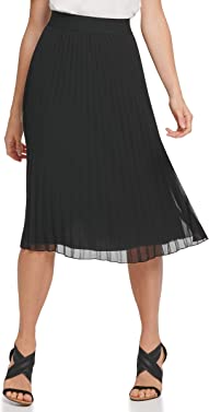 DKNY SPORTSWEAR Women's Pull on Pleated Everyday Midi Skirt