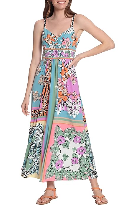 Women's Floral Printed Cami Maxi Dress with Slit