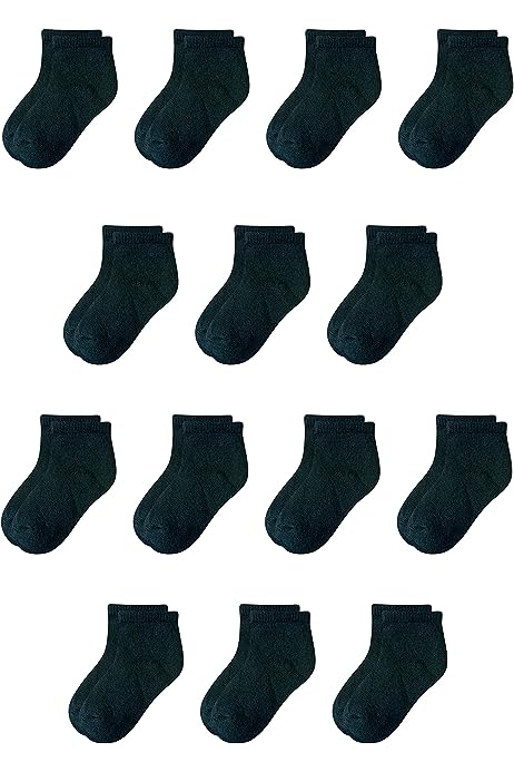 Unisex Kids' Cotton Ankle Socks, 14 Pairs