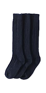 Jefferies Socks Big Girls'' Cable-Knit Knee-High Sock 3 Pack