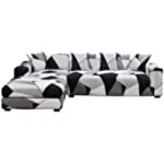 L Shaped Couch Cover , Stretch Spandex L Shaped Sofa Cover 3-Seat Sofa Sectional Couch Cover 2 Piece Sofa Cover with Non Slip Straps