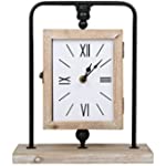 SONGQI Home Vintage Wooden Table Clock Battery Operated Two Sides Photo Analog Desk Clock Bedroom Living Room