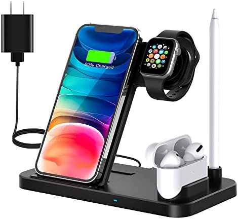 Wireless Charging Station - 4 in 1 Wireless Charger Charging Stand Compatible with iPhone 14 Plus Pro max 13 Pro max 12 Pro max SE 11pro X XR Xs Max 8 Plus - Apple Watch Series AirPods 1 2 3 Pro