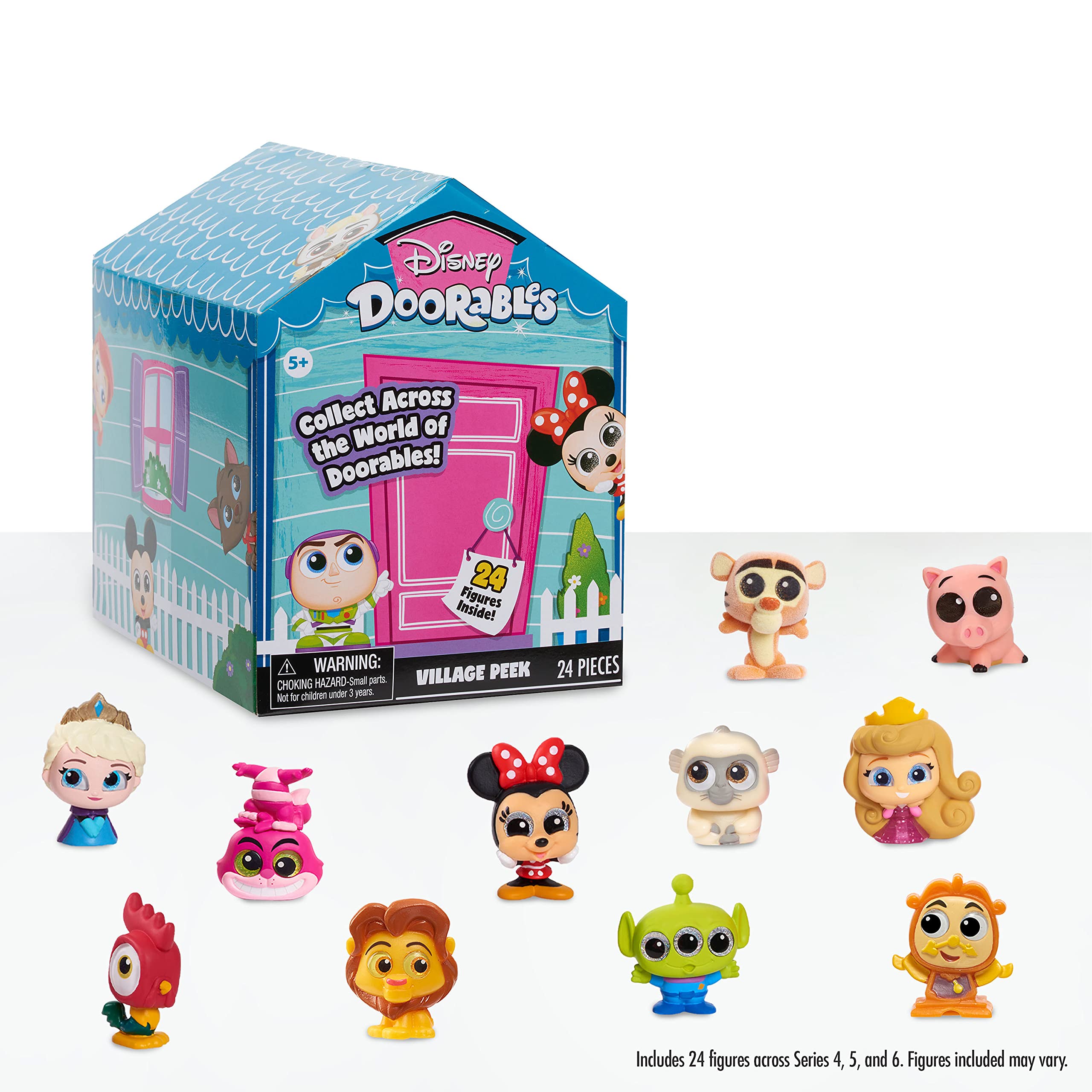 Disney Doorables Village Peek Pack, Series 5 and 6, Includes 24 Figures, Styles May Vary, Amazon Exclusive, by Just Play