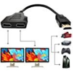 HDMI Cable Splitter 1 in 2 Out HDMI Adapter Cable HDMI Male to Dual HDMI Female 1 to 2 Way, Support Two TVs at The Same Time, Signal One In Two Out