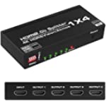 4K@60Hz HDMI Splitter 1 in 4 Out, NEWCARE HDMI Splitter 1x4 Support HDMI2.0 HDCP2.2 HDR 3D Dollby Atmos with EDID Switch for Xbox, PS3/PS4, Fire Stick, Game Consoles, PC HDTV Projector