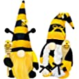 TURNMEON 2 PCS World Bee Day Decorations Gifts Bumble Bee Chef Gnomes Plush Decor Honey Bee Day Gnome Summer Home Tiered Tray Decoration Farmhouse Kitchen Scandinavian Tomte Nisse Swedish Figure Doll