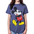 Disney Mickey Mouse Classic Distressed Standing T-Shirt(Navy Heather,X-Large)