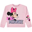 Disney Girls Minnie Mouse Fashion Sweatshirt - Girls Minnie and Mickey Mouse Crewneck Sweatshirt with Sleeve Print (Light Pink, Medium)