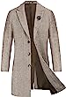 PJ PAUL JONES Men's Herringbone Wool Blend Long Overcoat Pea Coat with Brooch