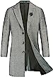 PJ PAUL JONES Men's Herringbone Wool Blend Long Overcoat Pea Coat with Brooch