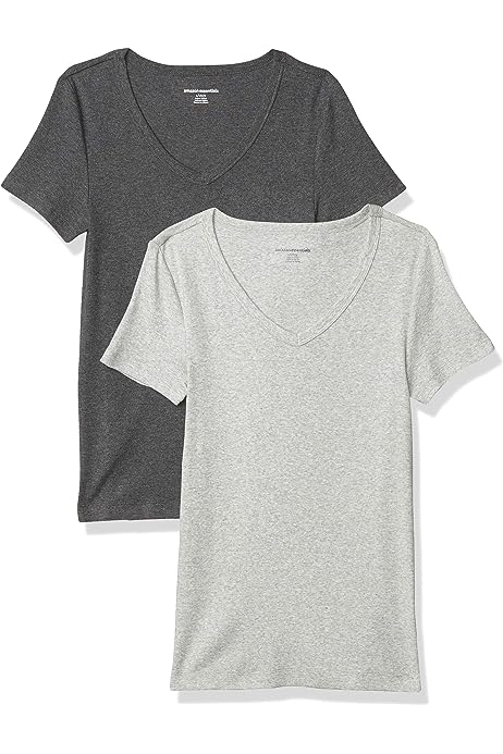 Women's Slim-Fit Short-Sleeve V-Neck T-Shirt, Pack of 2