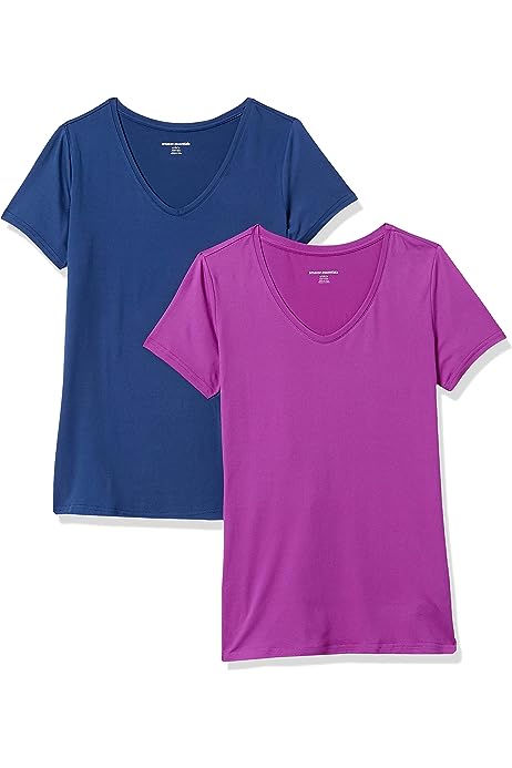 Women's Tech Stretch Short-Sleeve V-Neck T-Shirt (Available in Plus Size), Multipacks