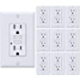 [10 Pack] BESTTEN 15 Amp GFCI Receptacle Outlet, Tamper-Resistant (TR) GFI Outlet with LED Indicator, Ground Fault Circuit Interrupter, Wallplate Included, ETL Certified, White