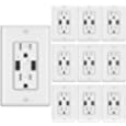 [10 Pack] BESTTEN 3.6A USB Receptacle Outlet, 15 Amp Tamper Resistant Wall Receptacle, Ideal to Charge Smartphone, Tablet and Other USB Device, UL Listed, White