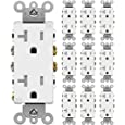 [10 Pack] BESTTEN 20-Amp Decorator Wall Outlet, Tamper-Resistant Receptacle, 20A/125V/2500W, UL Listed, White